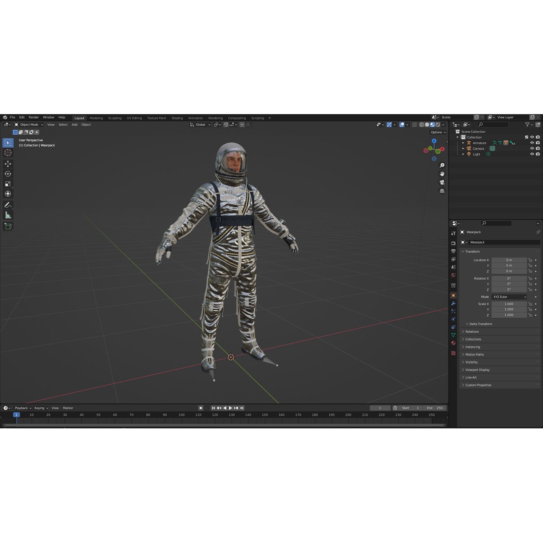 Space Suit 3D Model – Low Poly Rigged Character for Games, FBX - View 19
