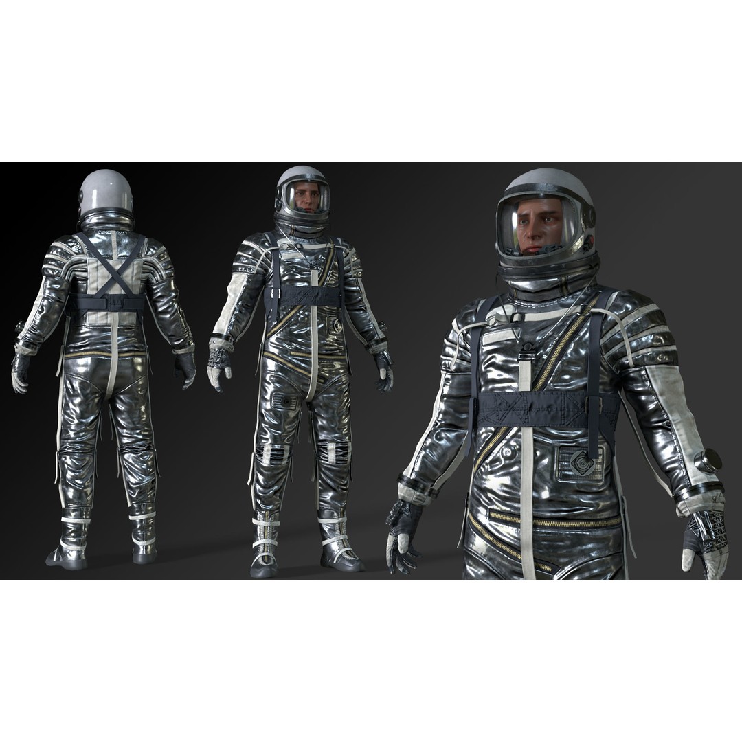 Space Suit 3D Model – Low Poly Rigged Character for Games, FBX - View 7