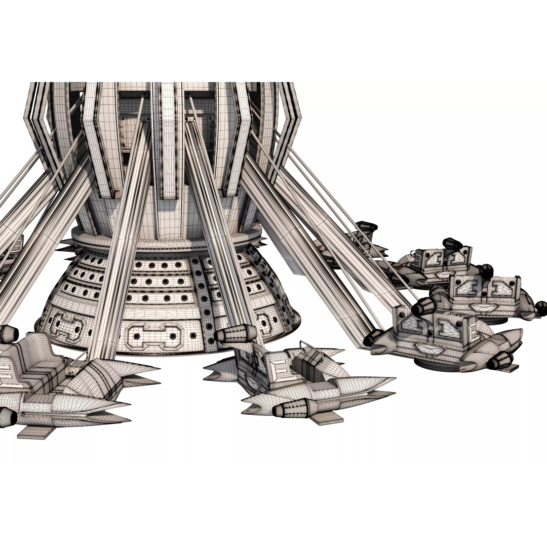Rocket Carousel 3D Model – Amusement Park Ride, FBX & OBJ Formats - View 15