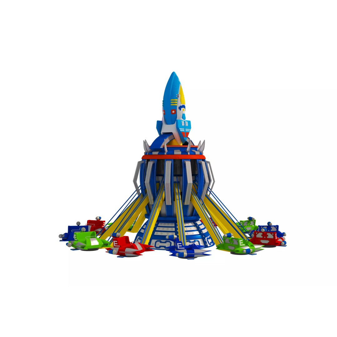 Rocket Carousel 3D Model – Amusement Park Ride, FBX & OBJ Formats - View 2