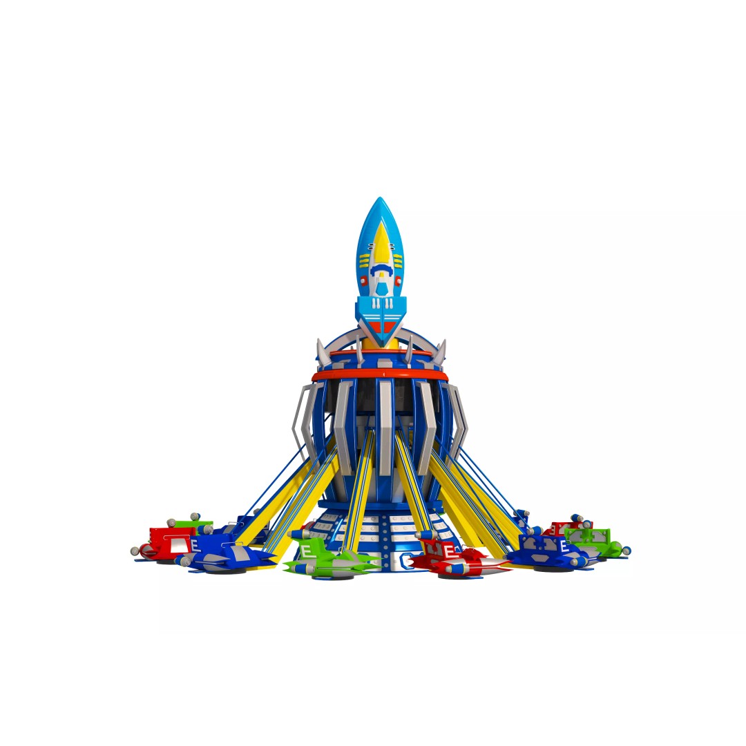 Rocket Carousel 3D Model – Amusement Park Ride, FBX & OBJ Formats - View 3