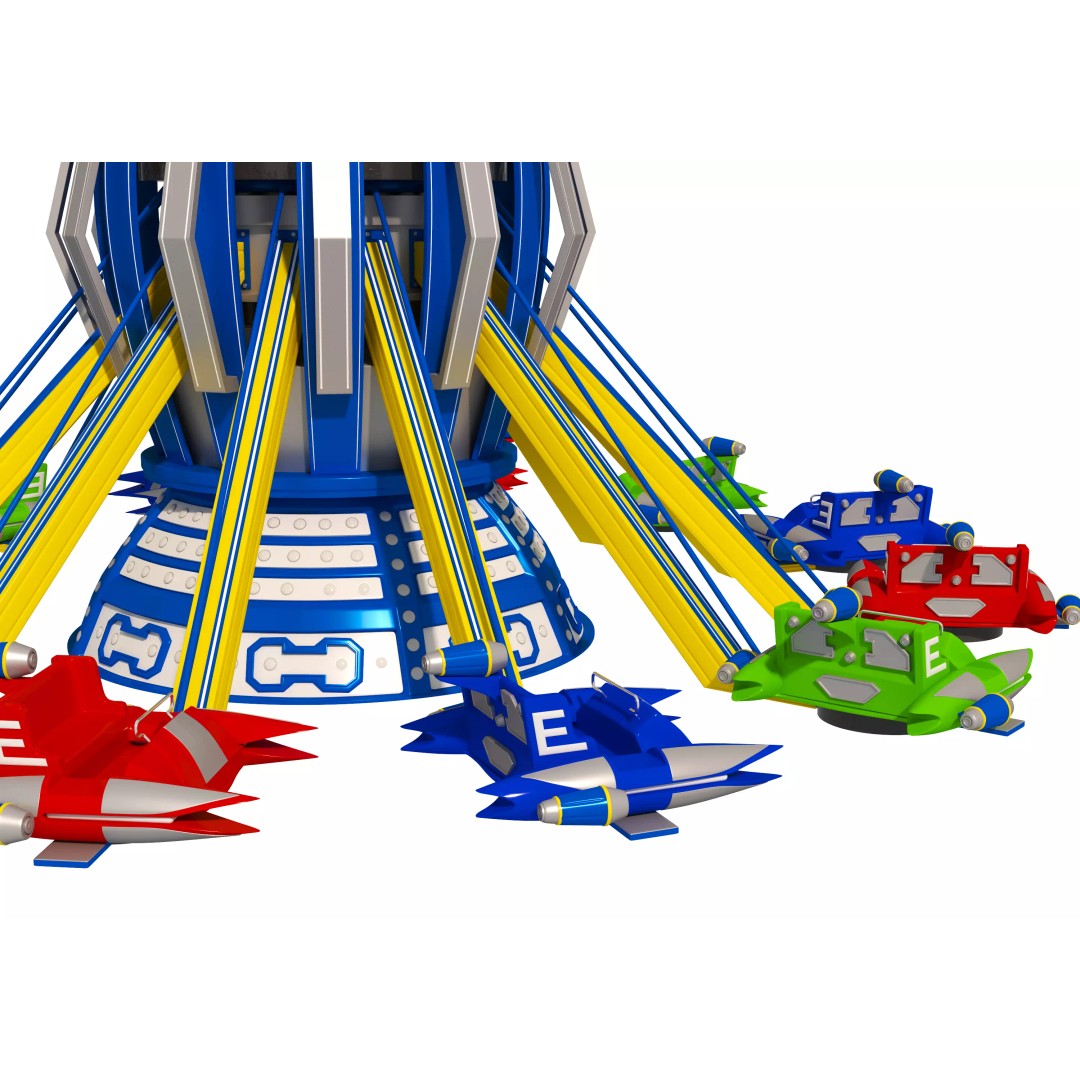 Rocket Carousel 3D Model – Amusement Park Ride, FBX & OBJ Formats - View 4
