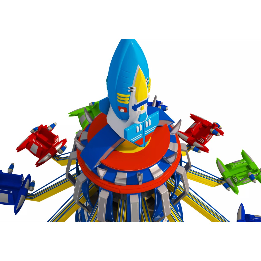 Rocket Carousel 3D Model – Amusement Park Ride, FBX & OBJ Formats - View 7
