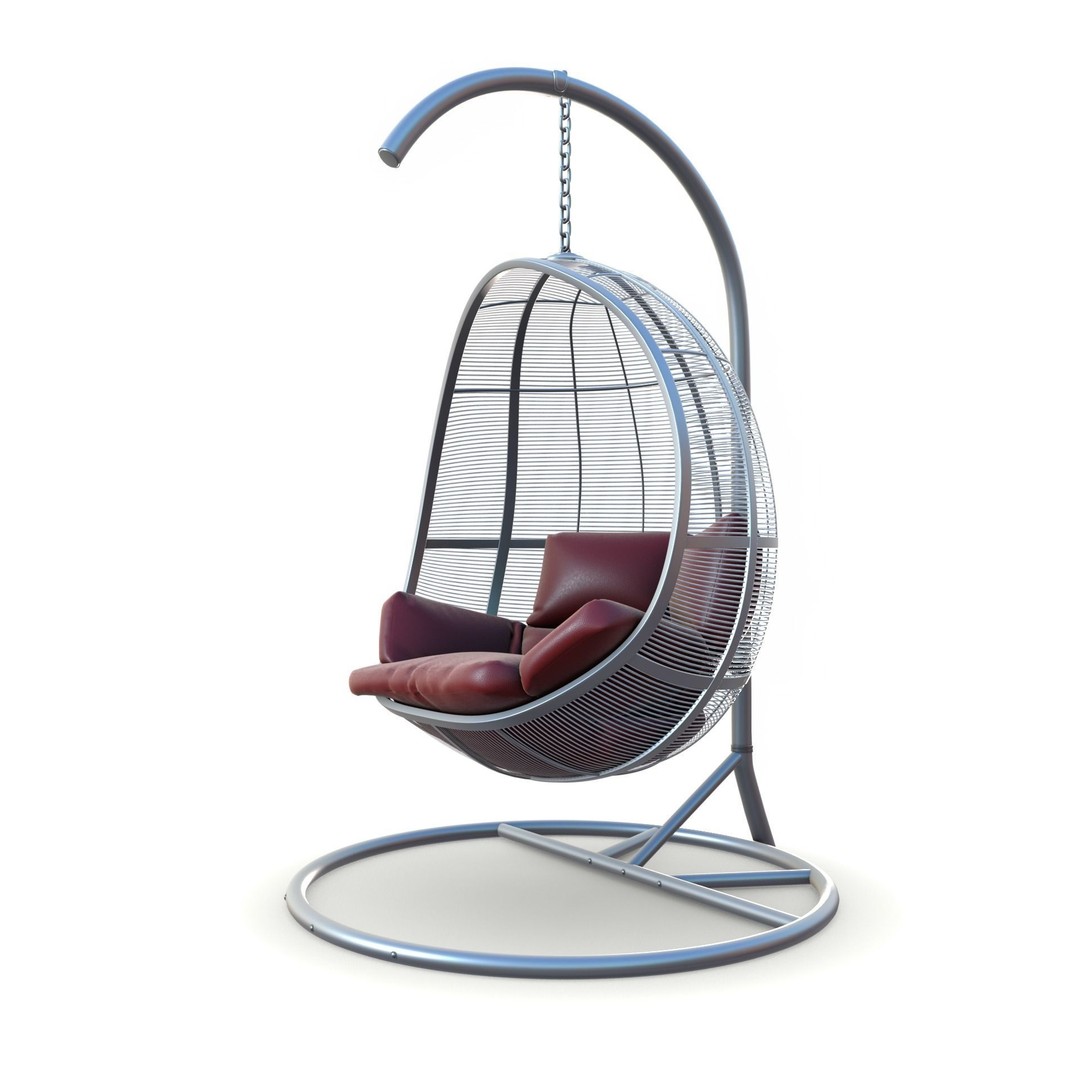 Swing Chair 3D Model – Low Poly Furniture Asset, FBX, OBJ, PBR - View 10