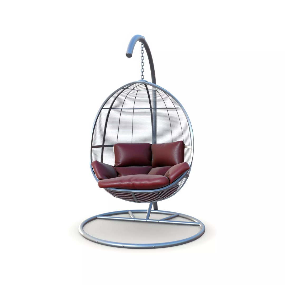 Swing Chair 3D Model – Low Poly Furniture Asset, FBX, OBJ, PBR - View 2