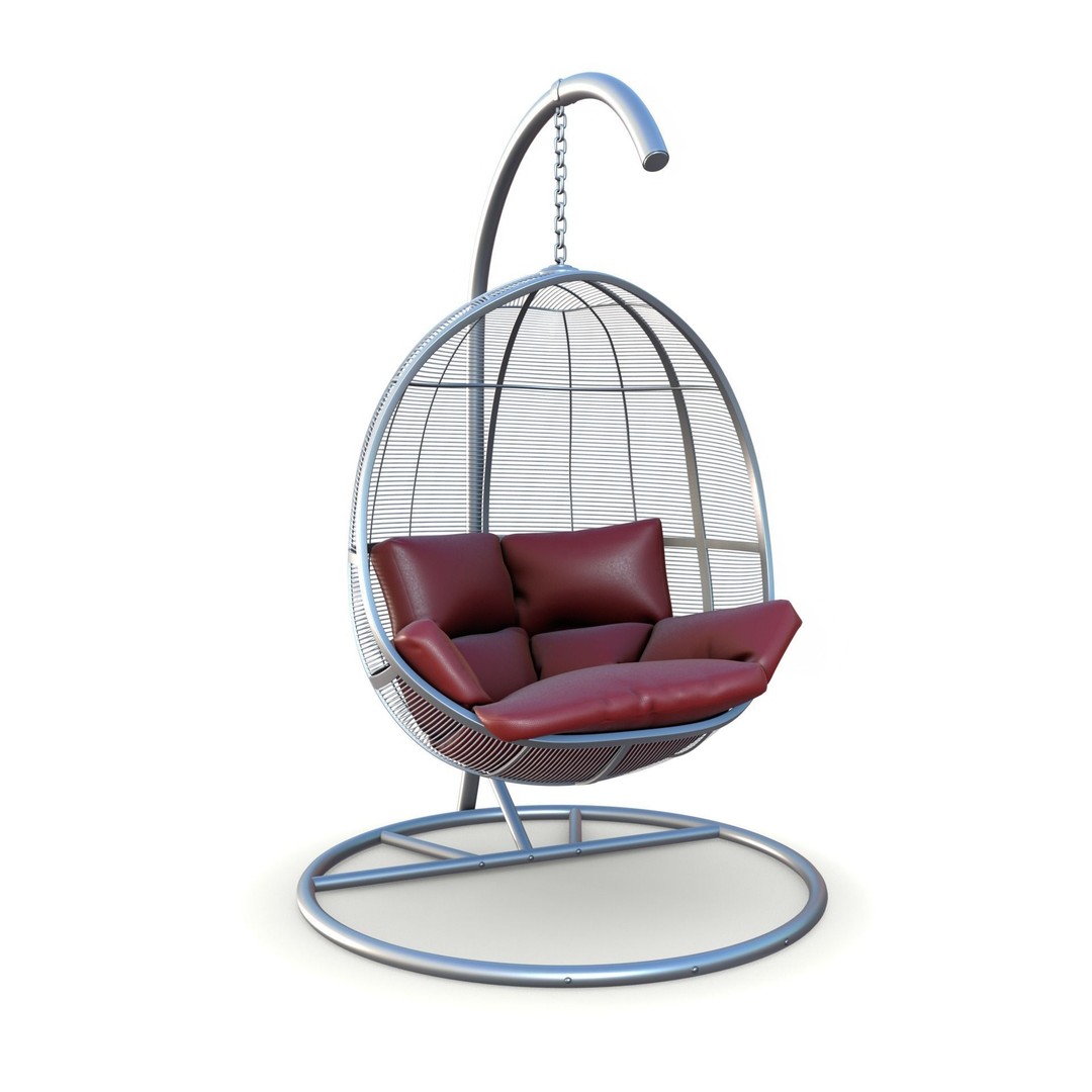 Swing Chair 3D Model – Low Poly Furniture Asset, FBX, OBJ, PBR - View 3