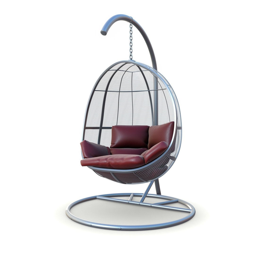 Swing Chair 3D Model – Low Poly Furniture Asset, FBX, OBJ, PBR - View 4