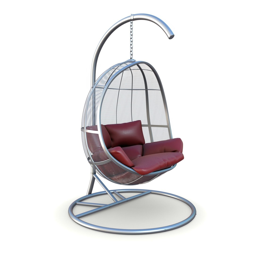 Swing Chair 3D Model – Low Poly Furniture Asset, FBX, OBJ, PBR - View 5