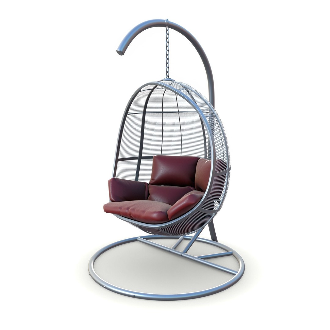 Swing Chair 3D Model – Low Poly Furniture Asset, FBX, OBJ, PBR - View 6