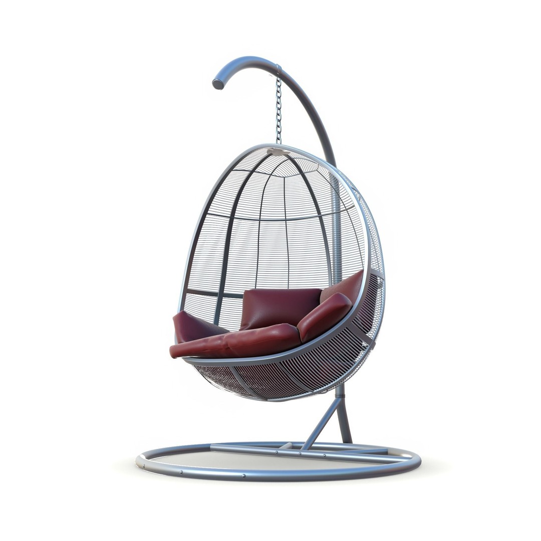 Swing Chair 3D Model – Low Poly Furniture Asset, FBX, OBJ, PBR - View 9