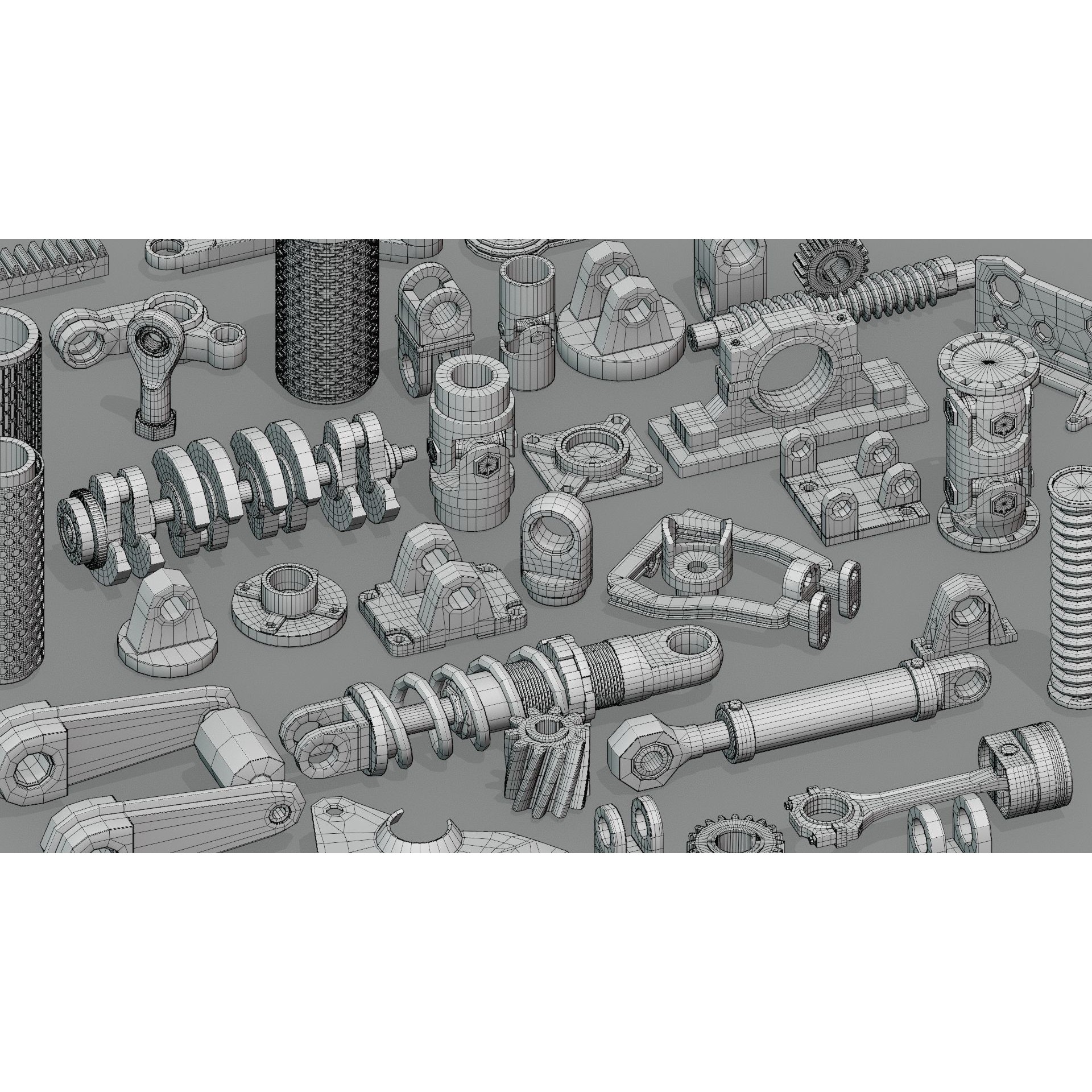 Hard Surface Mechanical Kitbash - Low-Poly 3D Model - View 10