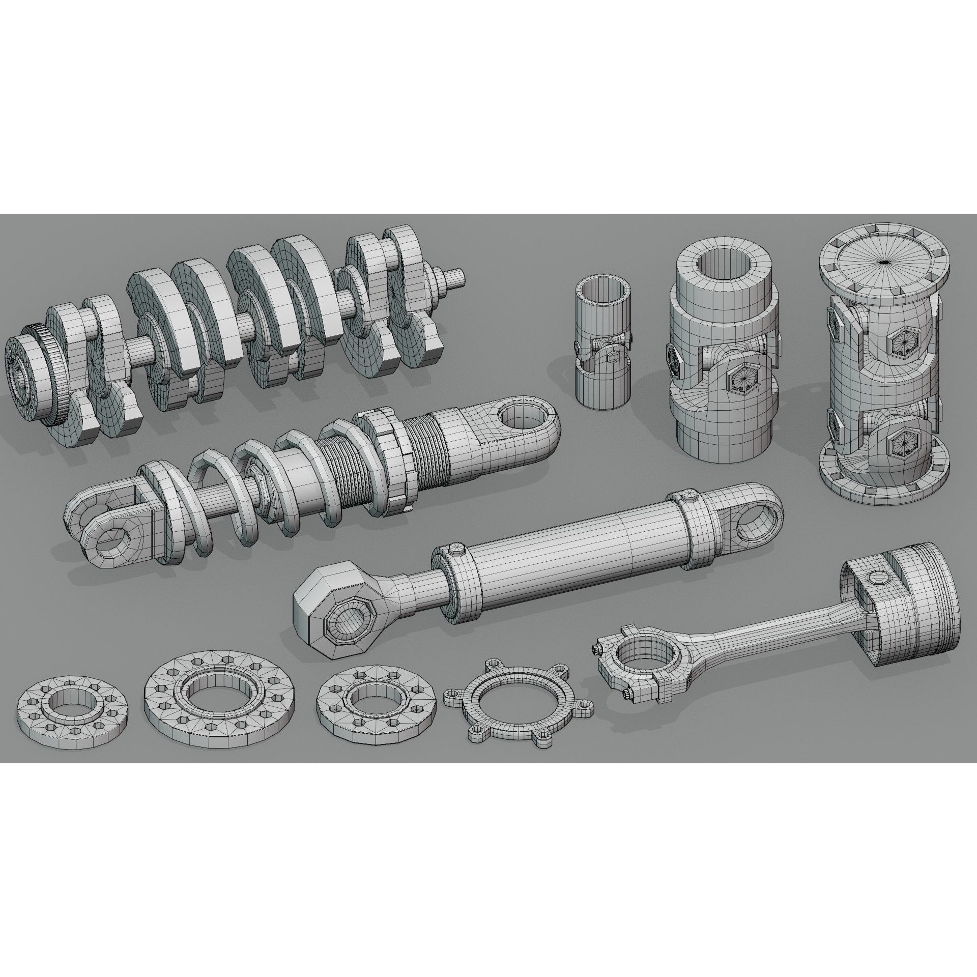 Hard Surface Mechanical Kitbash - Low-Poly 3D Model - View 11