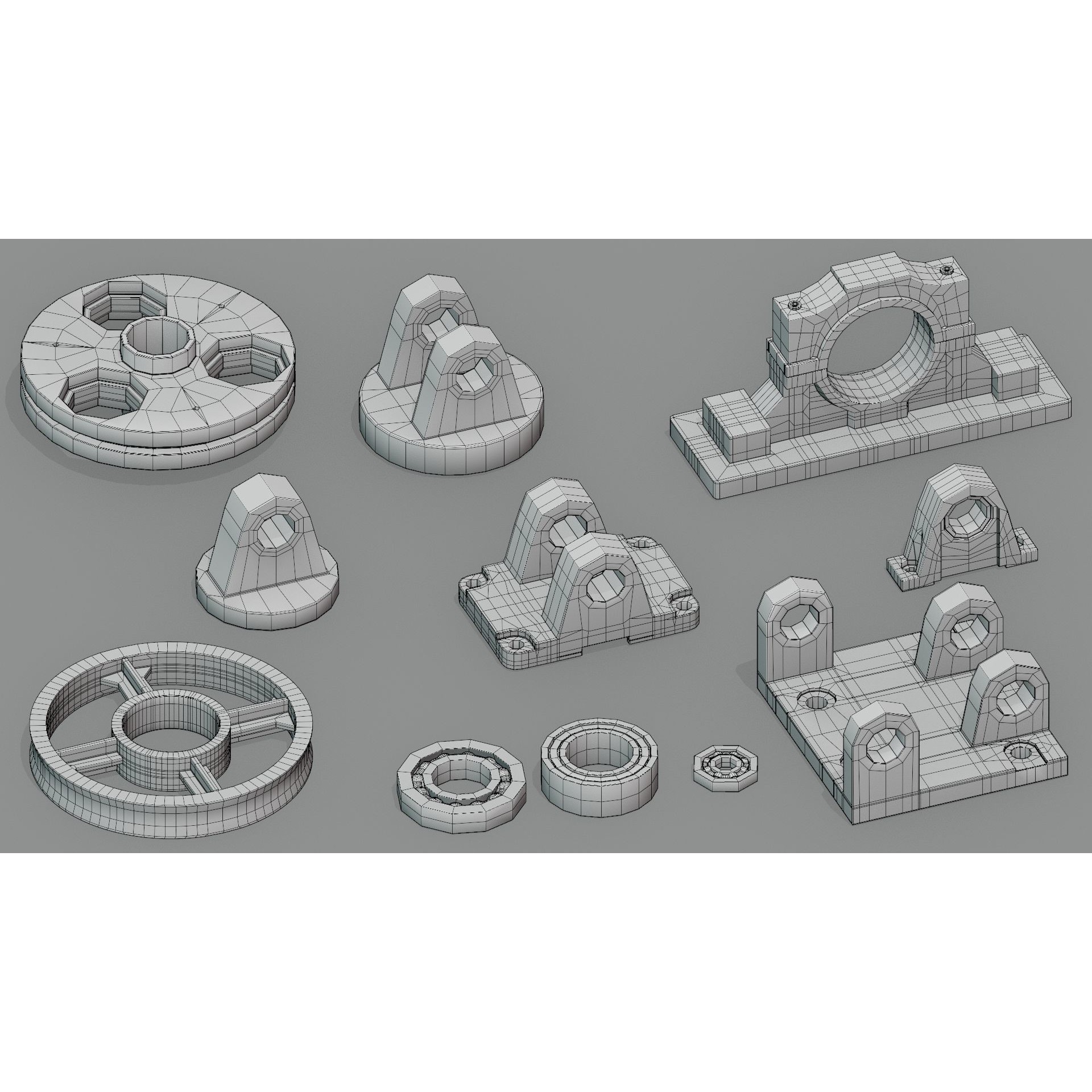 Hard Surface Mechanical Kitbash - Low-Poly 3D Model - View 12