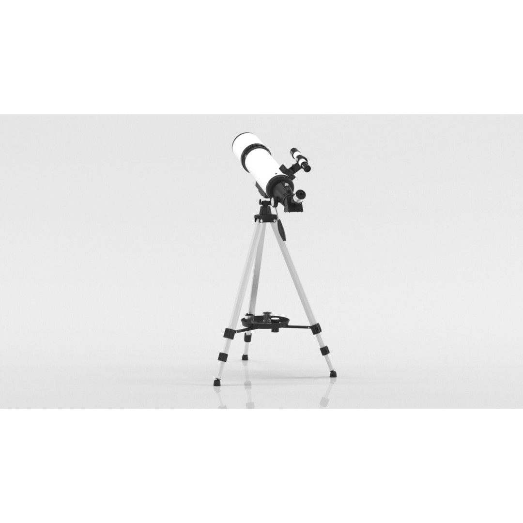 80mm Aperture 600mm AZ Mount Refractor Telescope 3D Model – Low Poly PBR Game Asset, FBX, OBJ - View 11