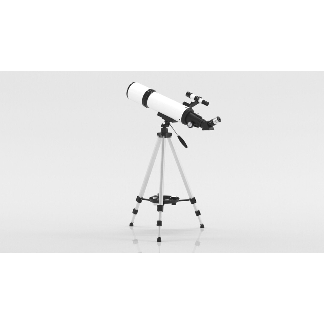 80mm Aperture 600mm AZ Mount Refractor Telescope 3D Model – Low Poly PBR Game Asset, FBX, OBJ - View 12