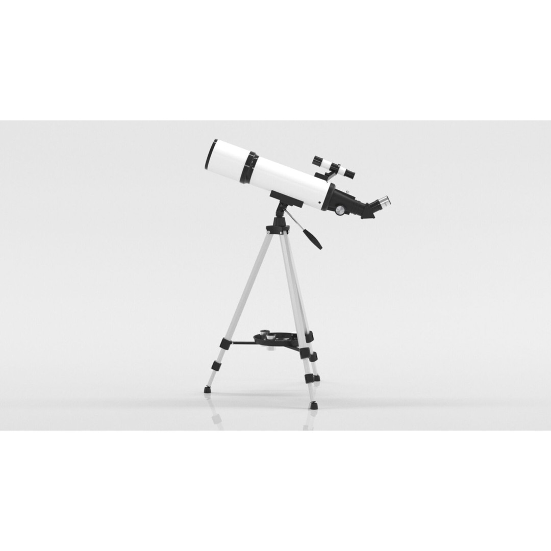 80mm Aperture 600mm AZ Mount Refractor Telescope 3D Model – Low Poly PBR Game Asset, FBX, OBJ - View 13