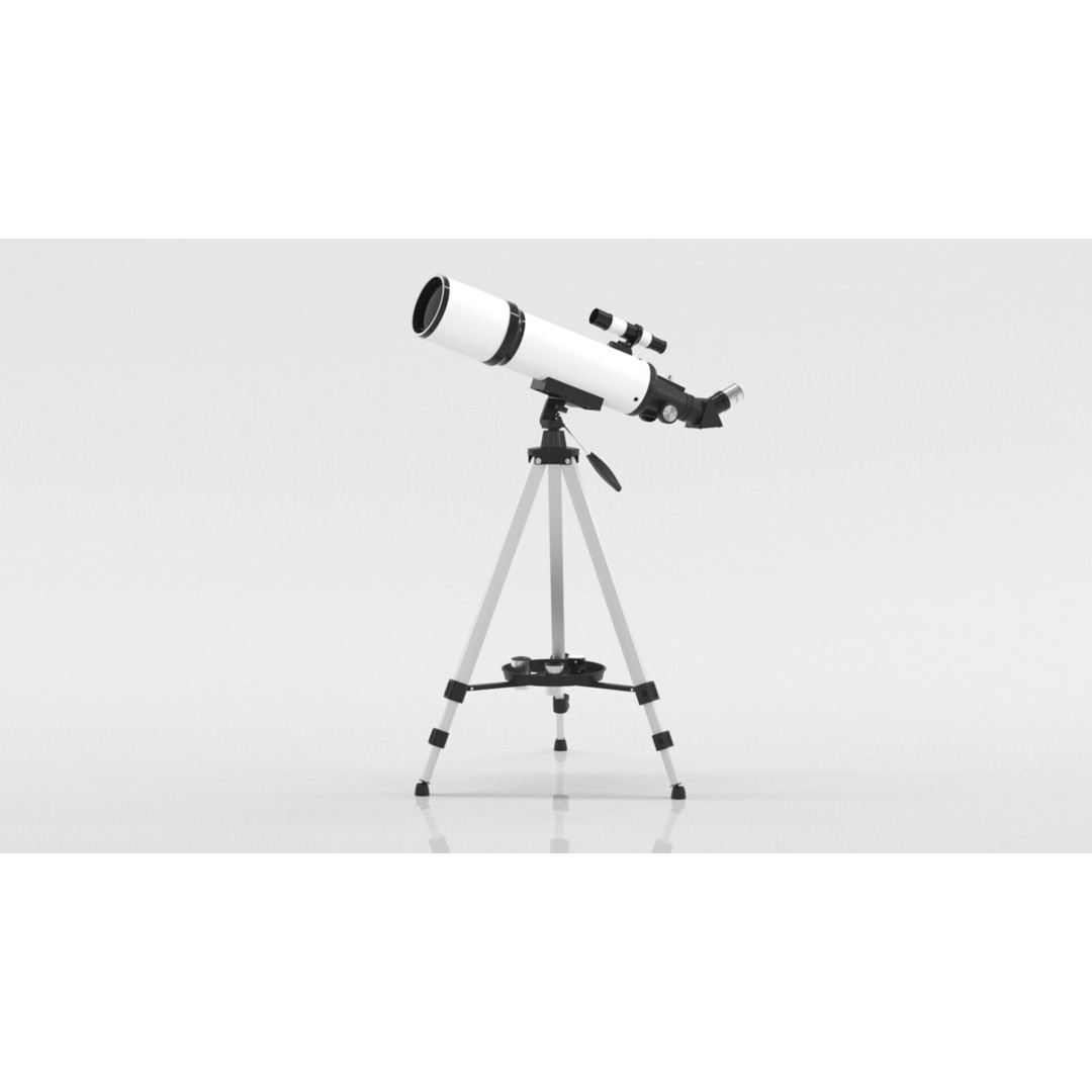 80mm Aperture 600mm AZ Mount Refractor Telescope 3D Model – Low Poly PBR Game Asset, FBX, OBJ - View 14