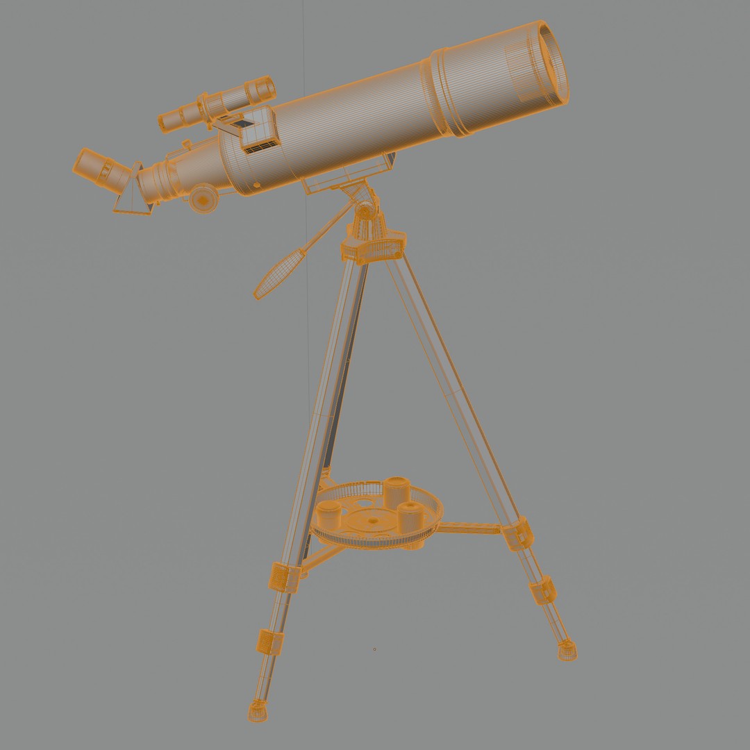 80mm Aperture 600mm AZ Mount Refractor Telescope 3D Model – Low Poly PBR Game Asset, FBX, OBJ - View 21