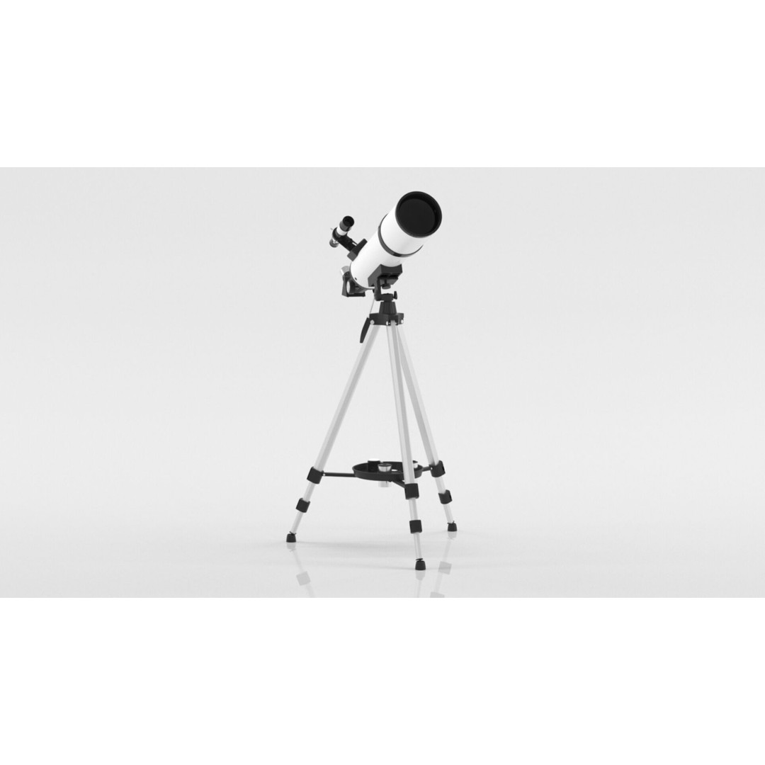 80mm Aperture 600mm AZ Mount Refractor Telescope 3D Model – Low Poly PBR Game Asset, FBX, OBJ - View 5