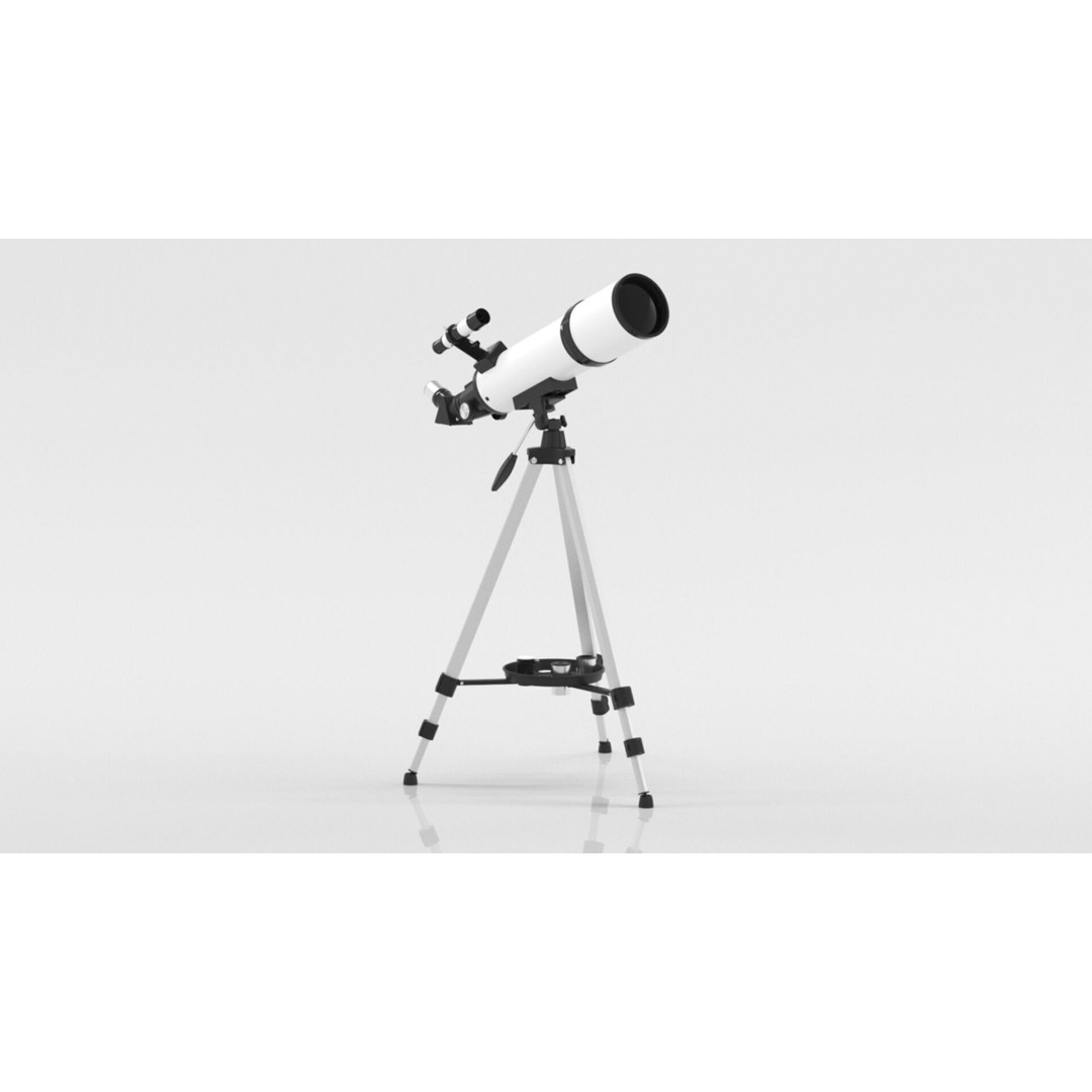 80mm Aperture 600mm AZ Mount Refractor Telescope 3D Model – Low Poly PBR Game Asset, FBX, OBJ - View 6