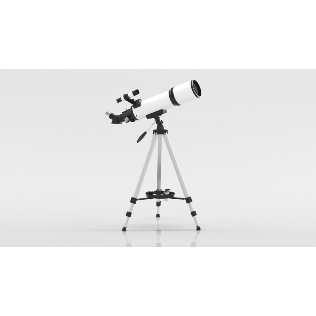 80mm Aperture 600mm AZ Mount Refractor Telescope 3D Model – Low Poly PBR Game Asset, FBX, OBJ - View 7