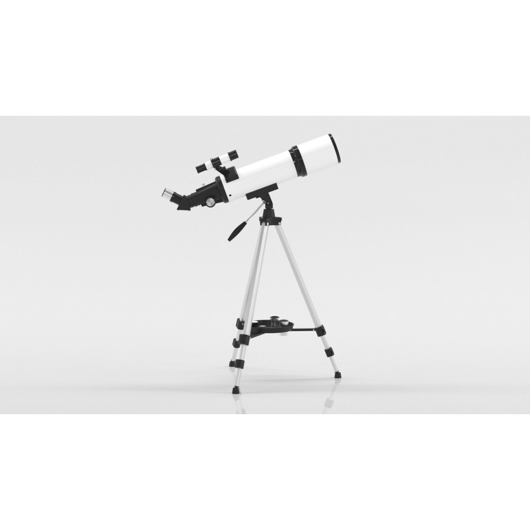 80mm Aperture 600mm AZ Mount Refractor Telescope 3D Model – Low Poly PBR Game Asset, FBX, OBJ - View 8