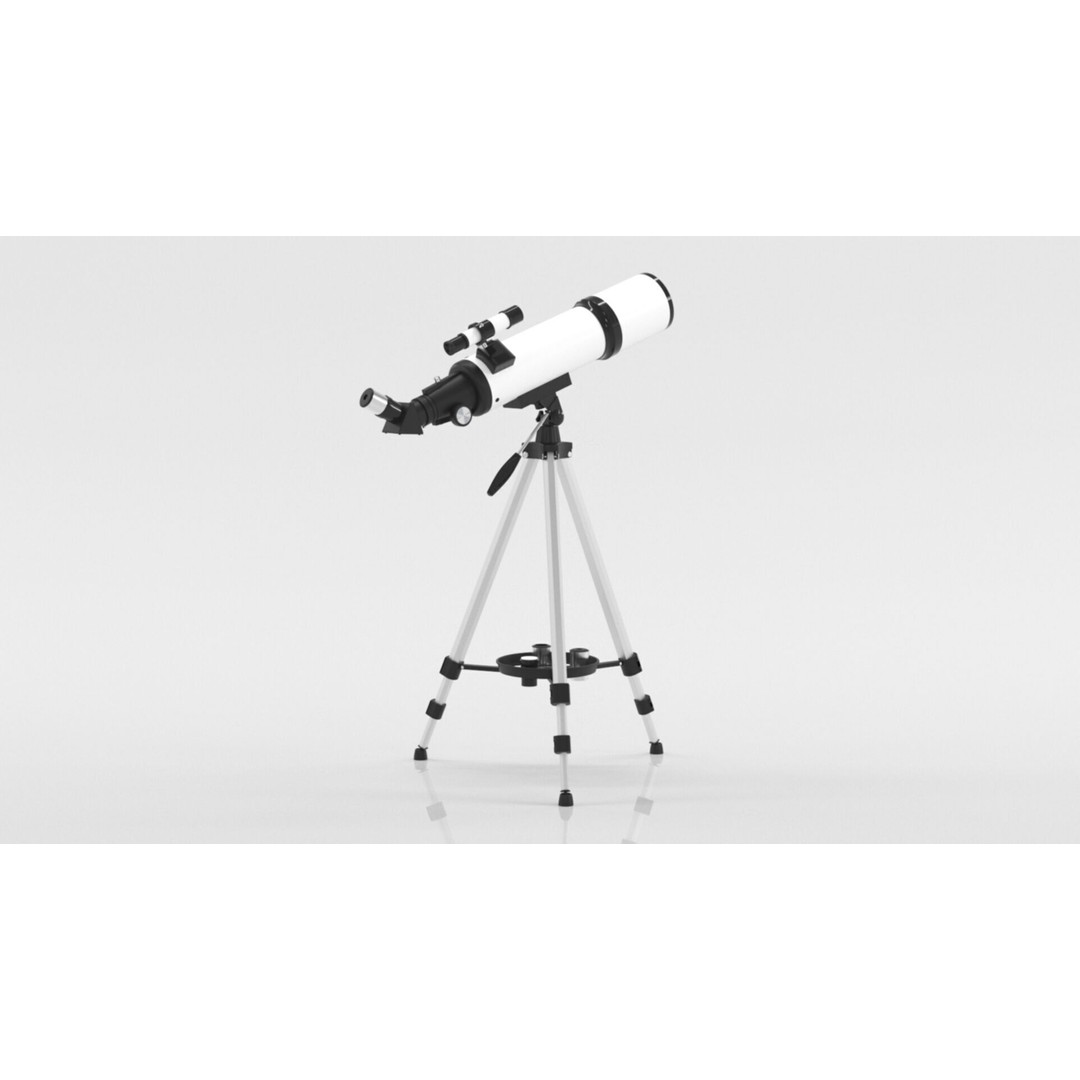 80mm Aperture 600mm AZ Mount Refractor Telescope 3D Model – Low Poly PBR Game Asset, FBX, OBJ - View 9