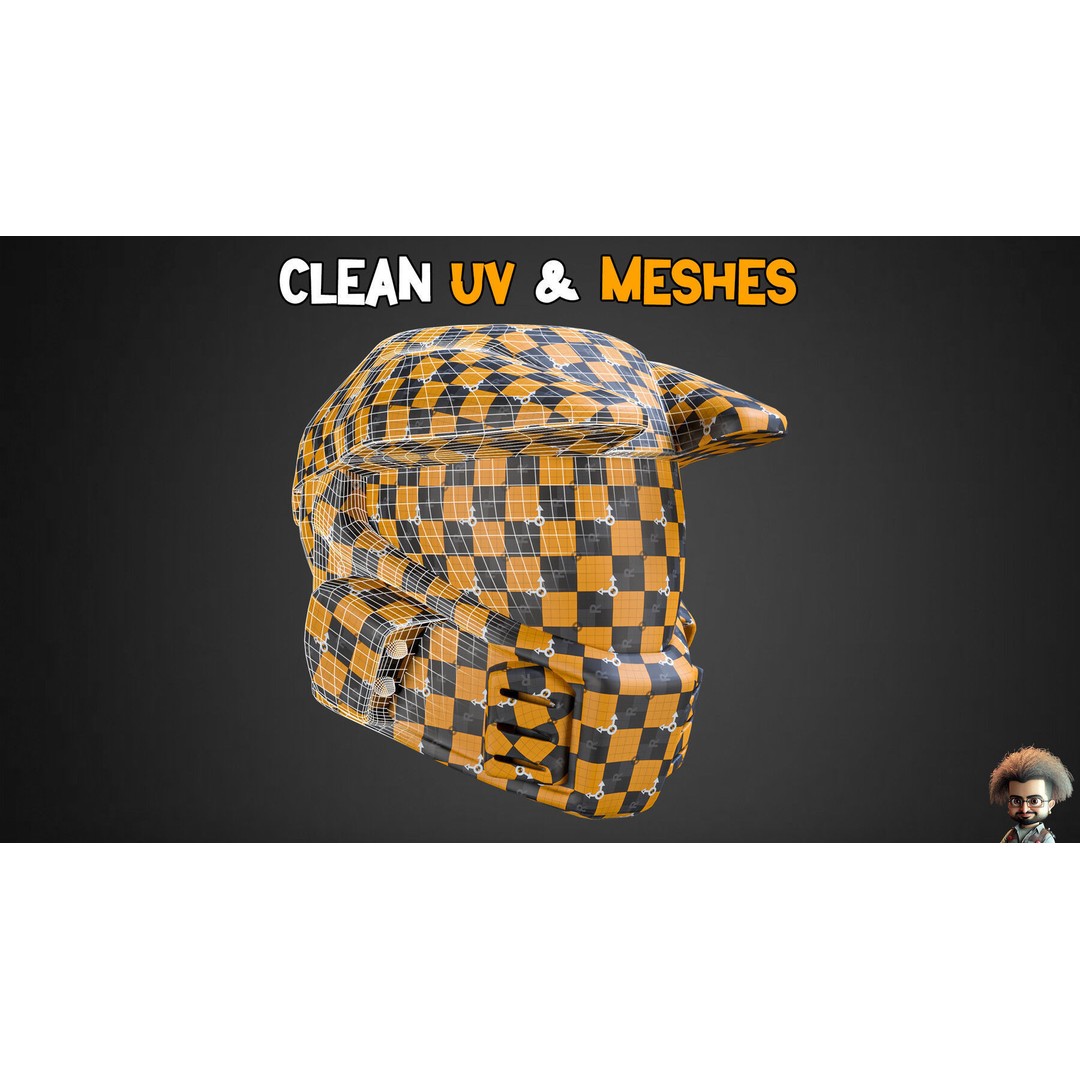Sci-Fi Helmets 3D Model – Low Poly Base Mesh with Textures, FBX, OBJ - View 4