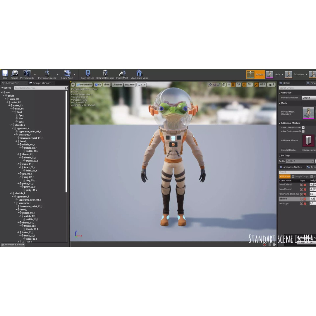 Stylized Alien Frog Astronaut 3D Model – Game Ready Low Poly Character for Unity & UE