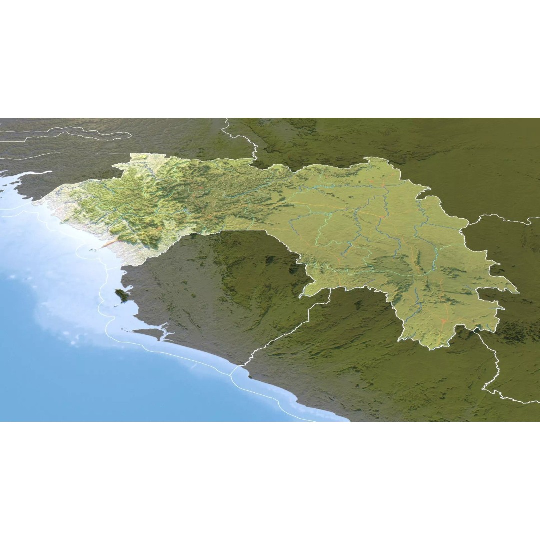 Guinea Map 3D Model – Realistic Satellite Terrain, 18K Textures - View 11