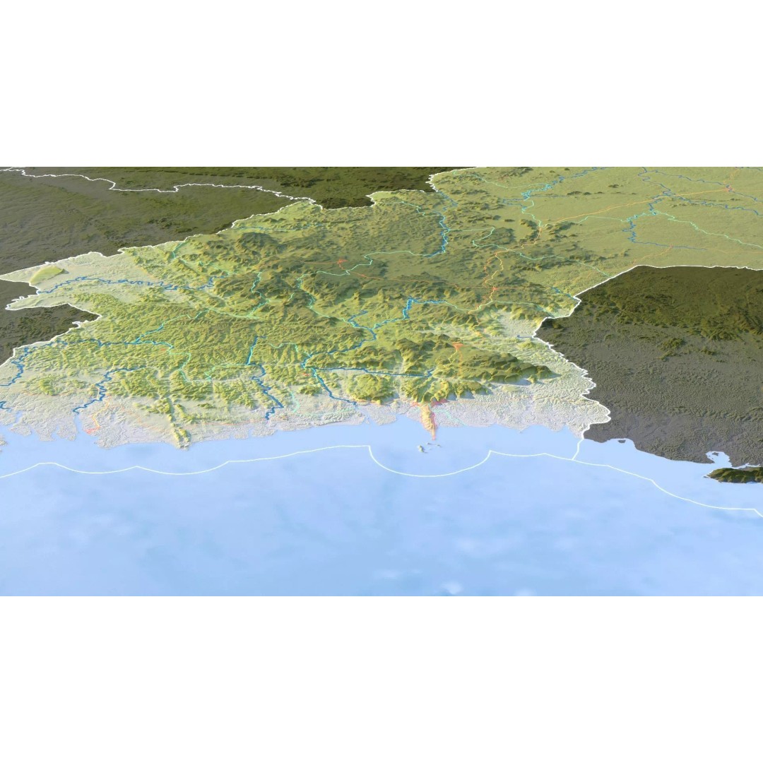 Guinea Map 3D Model – Realistic Satellite Terrain, 18K Textures - View 13
