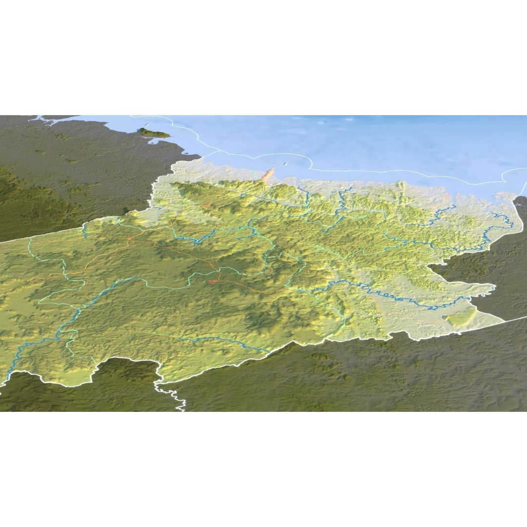 Guinea Map 3D Model – Realistic Satellite Terrain, 18K Textures - View 16
