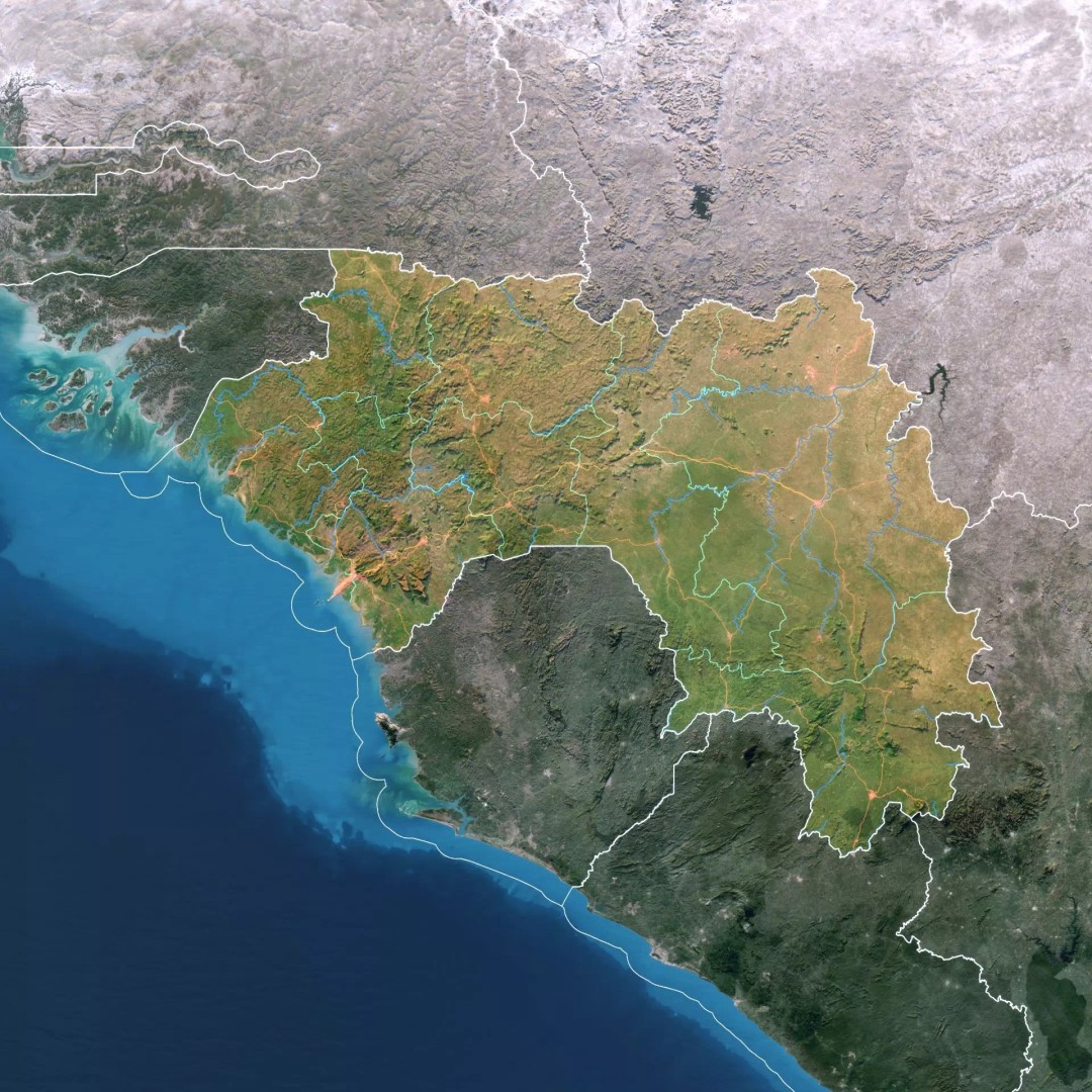 Guinea Map 3D Model – Realistic Satellite Terrain, 18K Textures - View 3