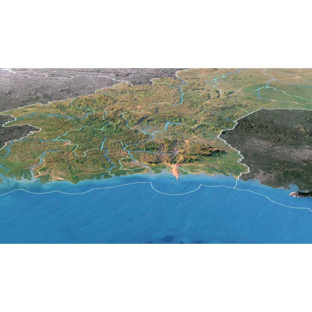 Guinea Map 3D Model – Realistic Satellite Terrain, 18K Textures - View 5
