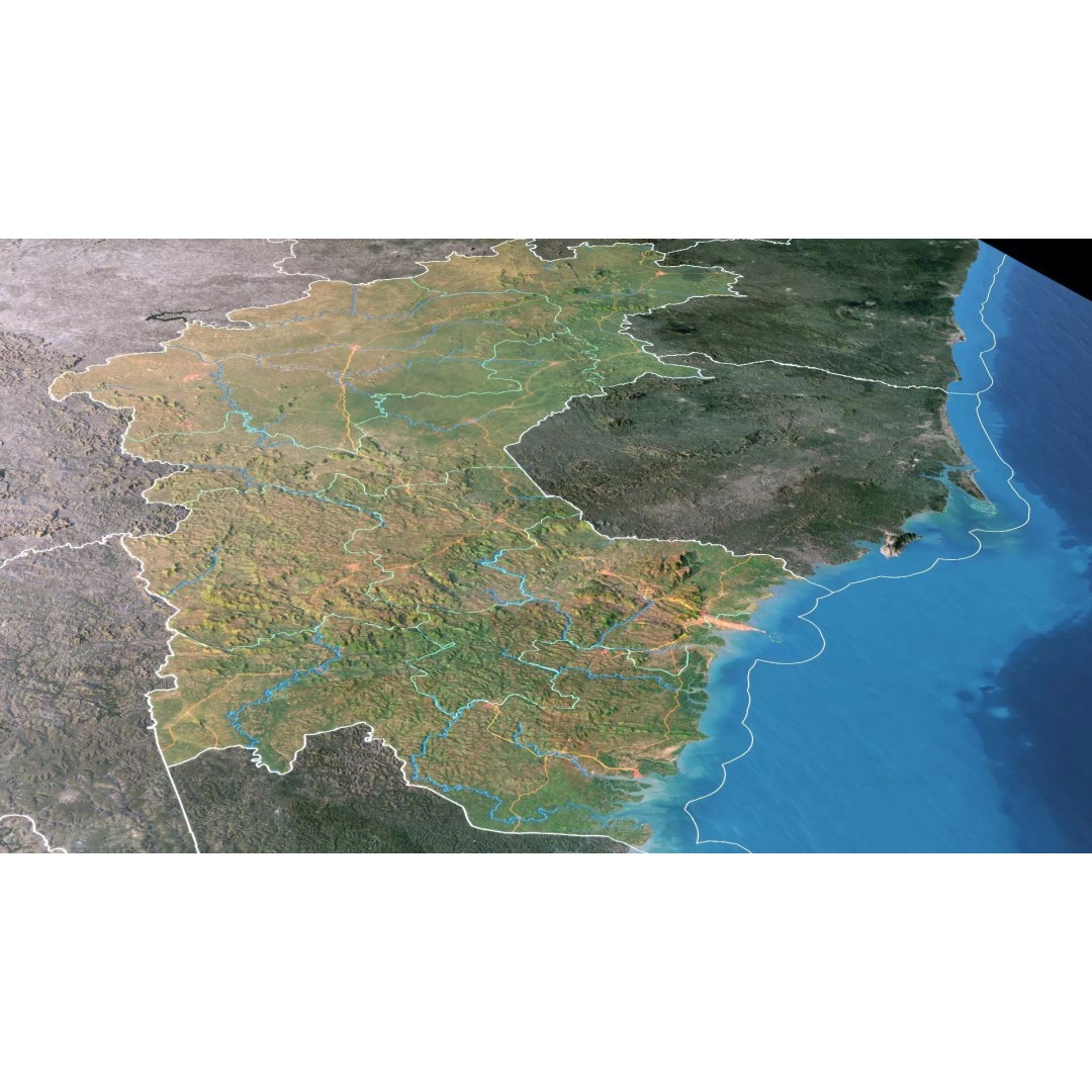 Guinea Map 3D Model – Realistic Satellite Terrain, 18K Textures - View 7