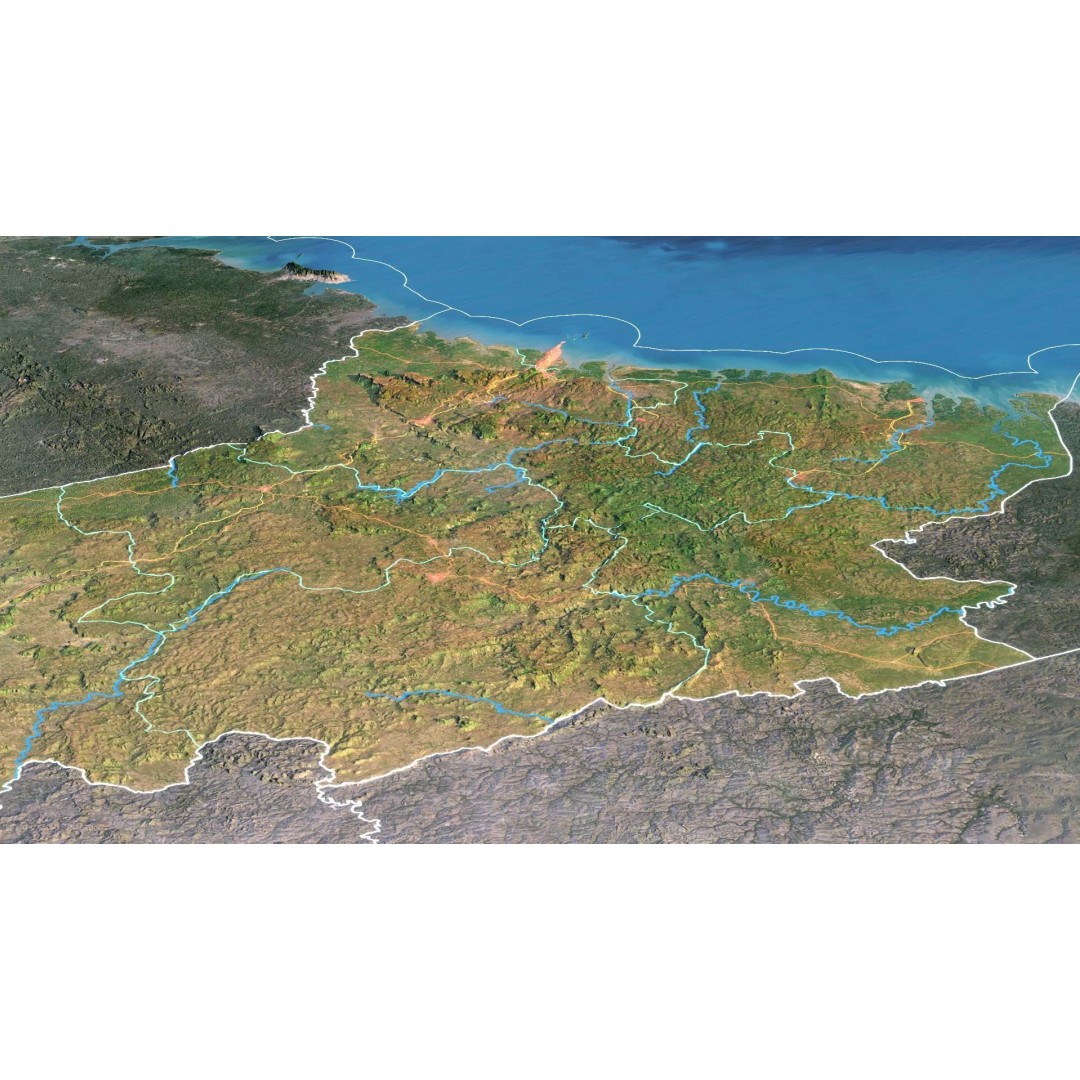 Guinea Map 3D Model – Realistic Satellite Terrain, 18K Textures - View 8