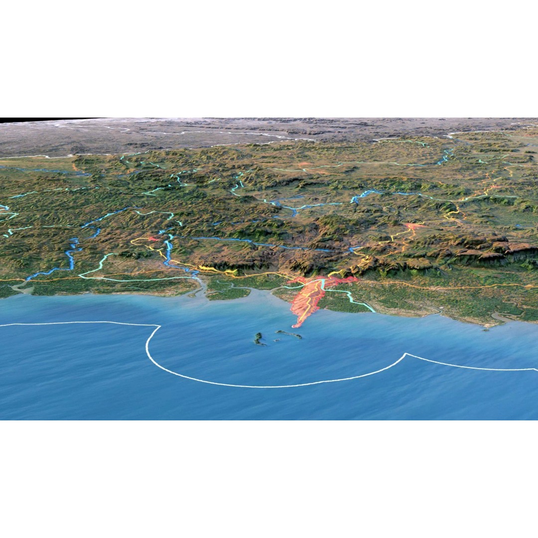 Guinea Map 3D Model – Realistic Satellite Terrain, 18K Textures - View 9