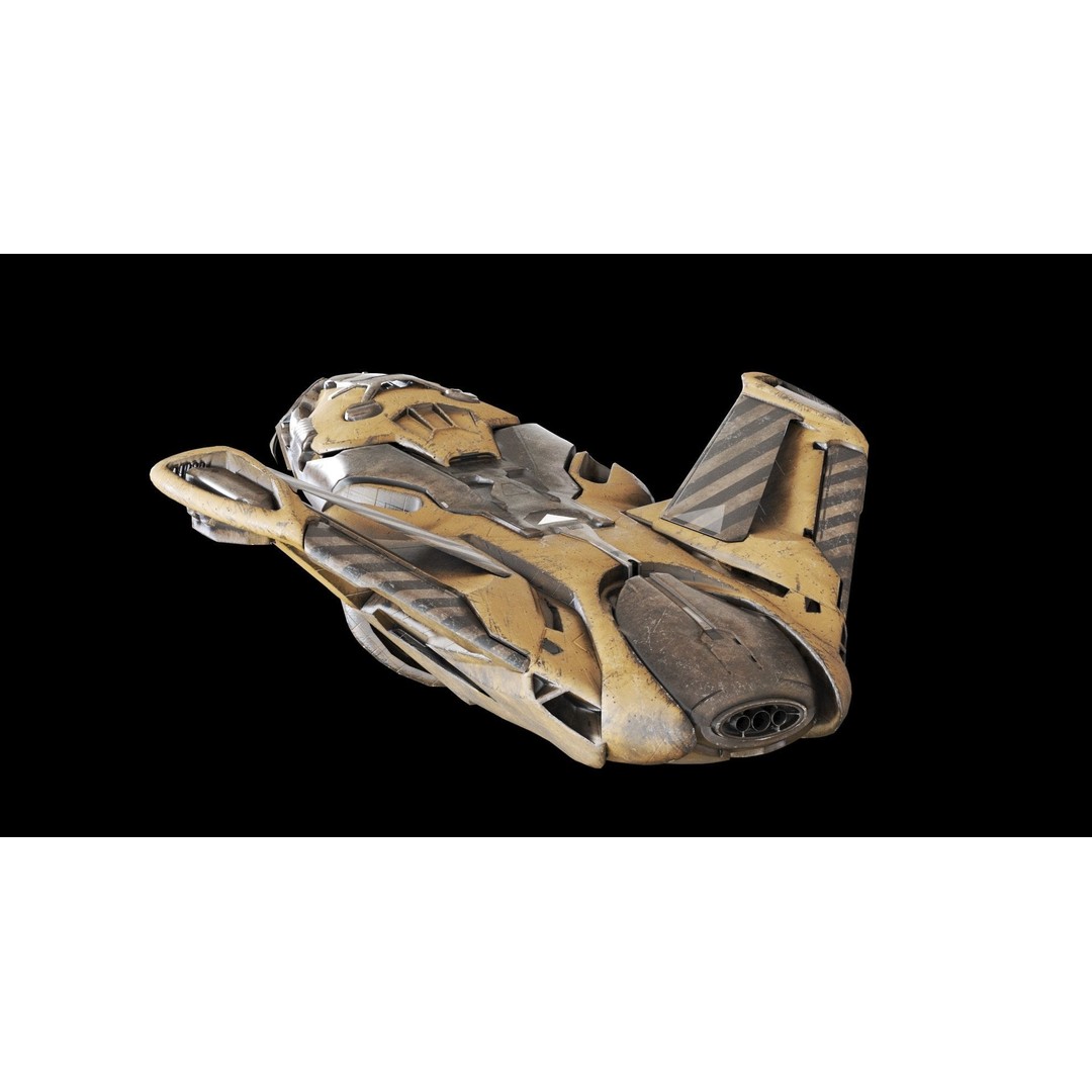 Sci-Fi Cargo Ship 3D Model – Low Poly Game Asset, FBX - View 4