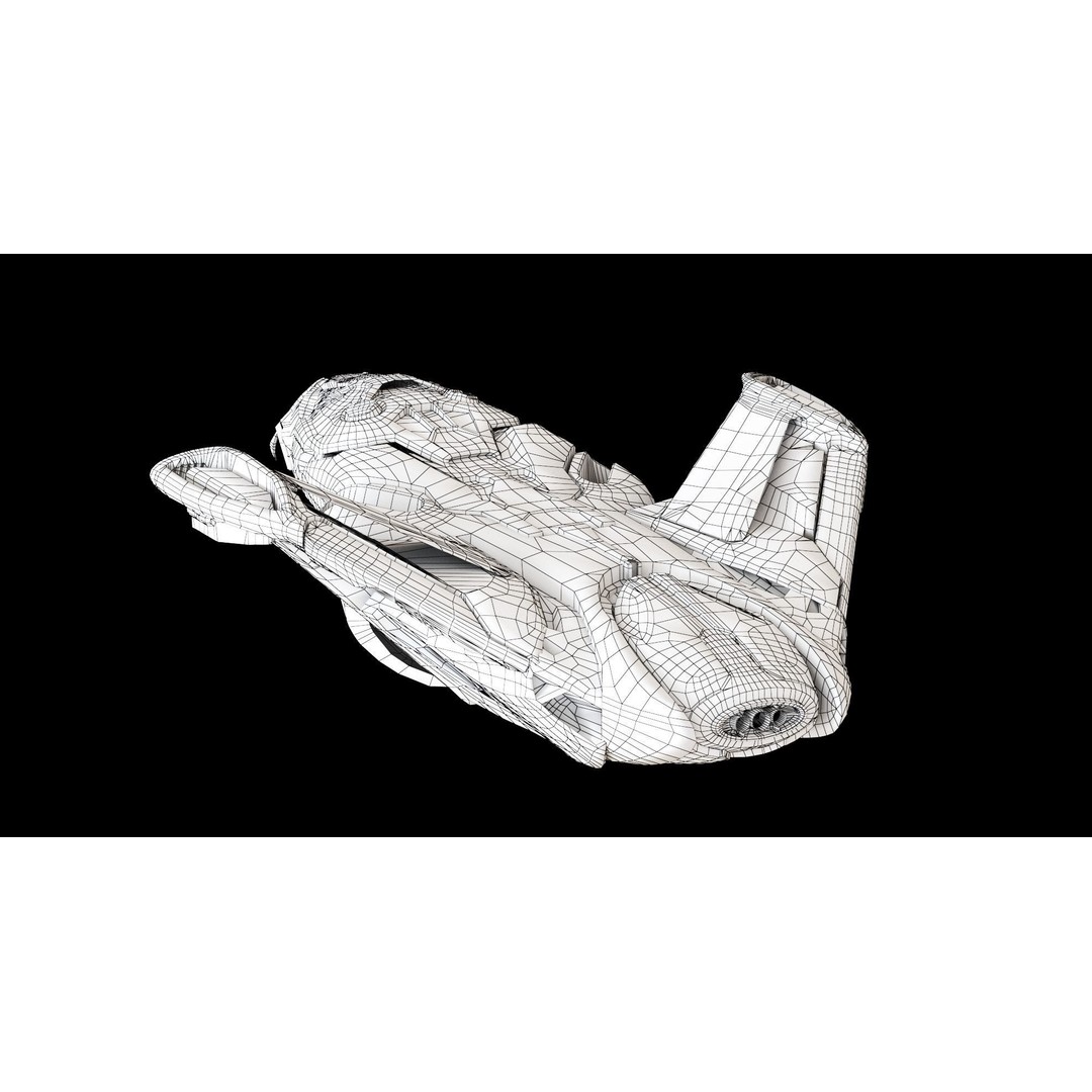 Sci-Fi Cargo Ship 3D Model – Low Poly Game Asset, FBX - View 5