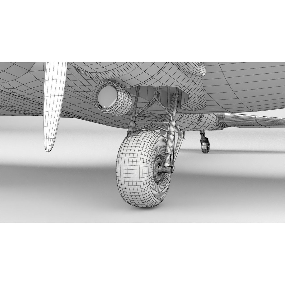 Douglas C47 Skytrain 3D Model – Low Poly Military Aircraft, FBX, OBJ - View 14
