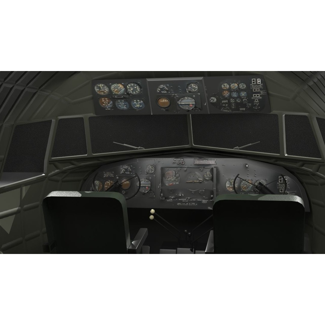 Douglas C47 Skytrain 3D Model – Low Poly Military Aircraft, FBX, OBJ - View 20