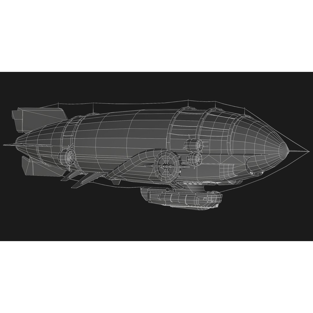 Steampunk Airship 3D Model – Low Poly Game Asset, FBX, Blender - View 13