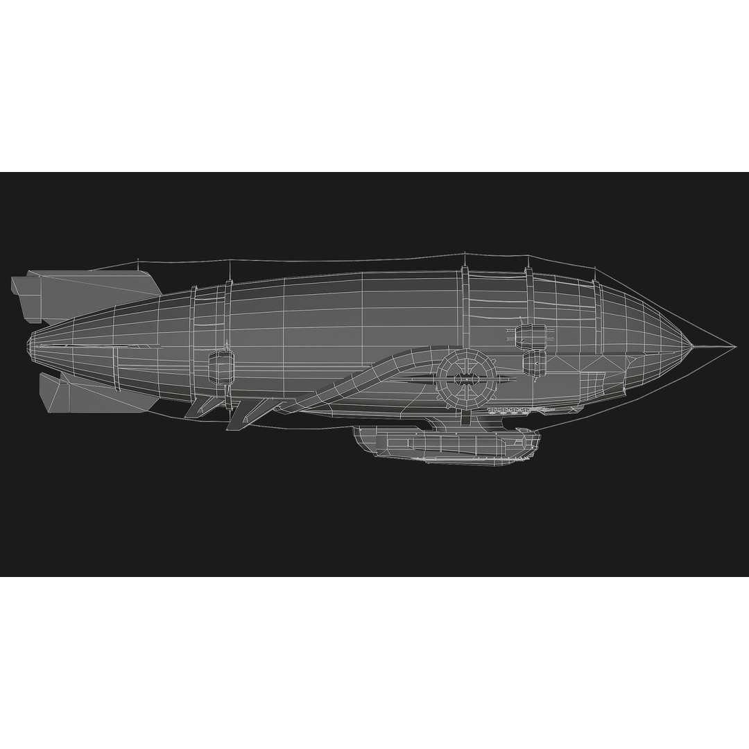 Steampunk Airship 3D Model – Low Poly Game Asset, FBX, Blender - View 14