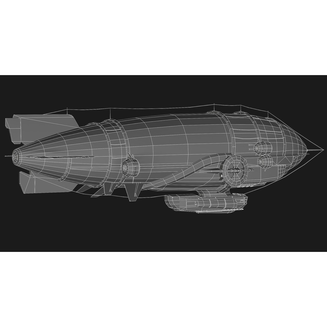Steampunk Airship 3D Model – Low Poly Game Asset, FBX, Blender - View 15