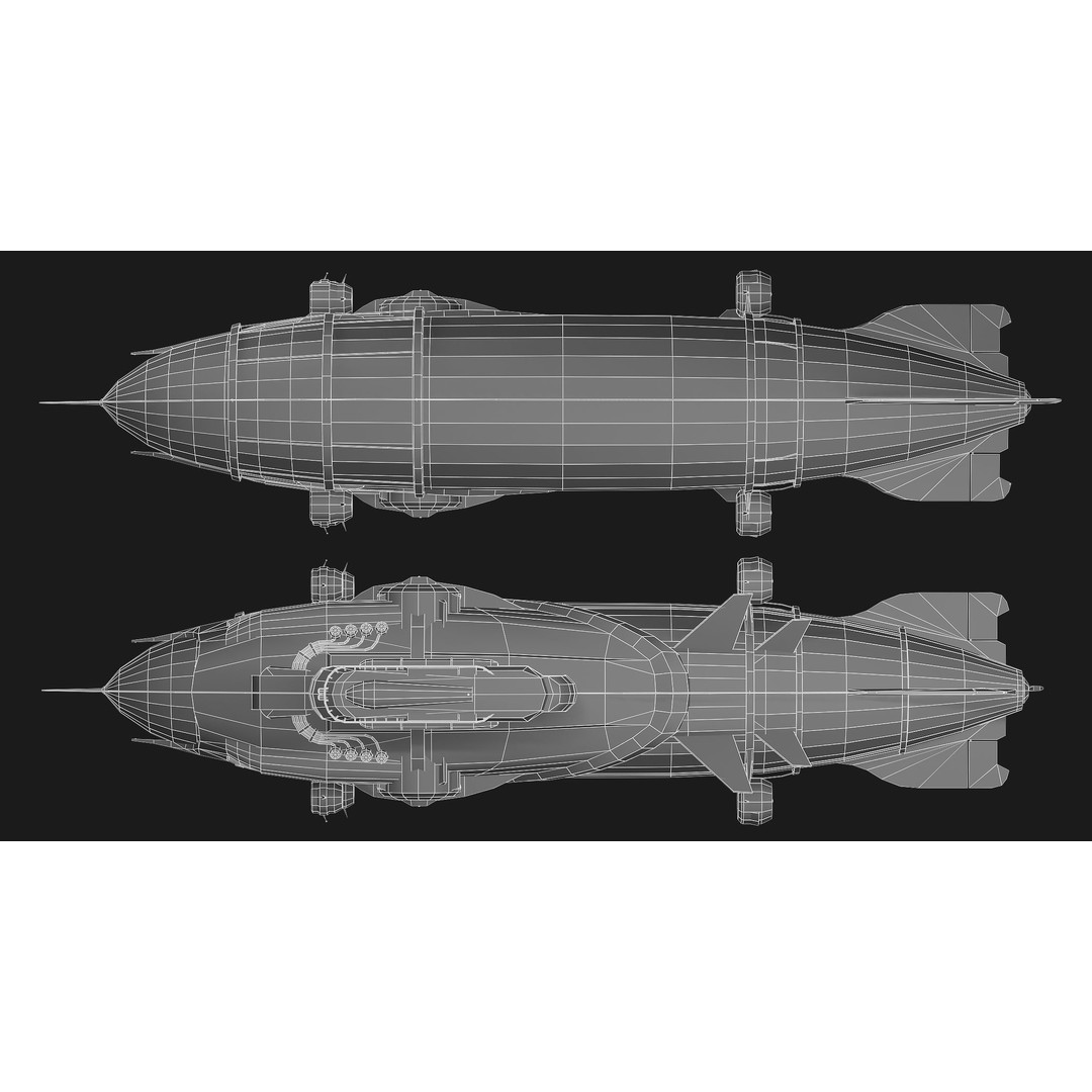 Steampunk Airship 3D Model – Low Poly Game Asset, FBX, Blender - View 16