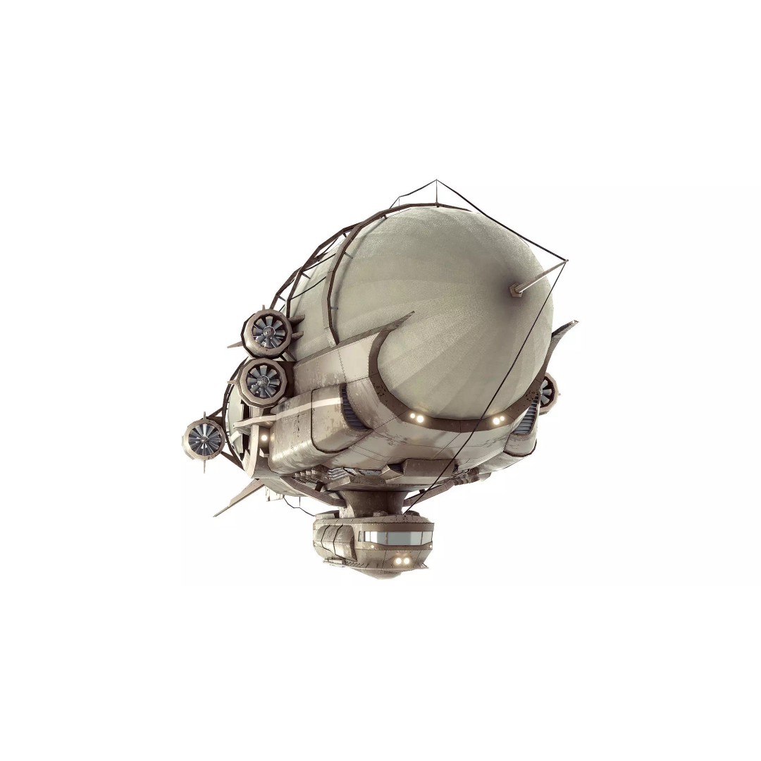 Steampunk Airship 3D Model – Low Poly Game Asset, FBX, Blender - View 2