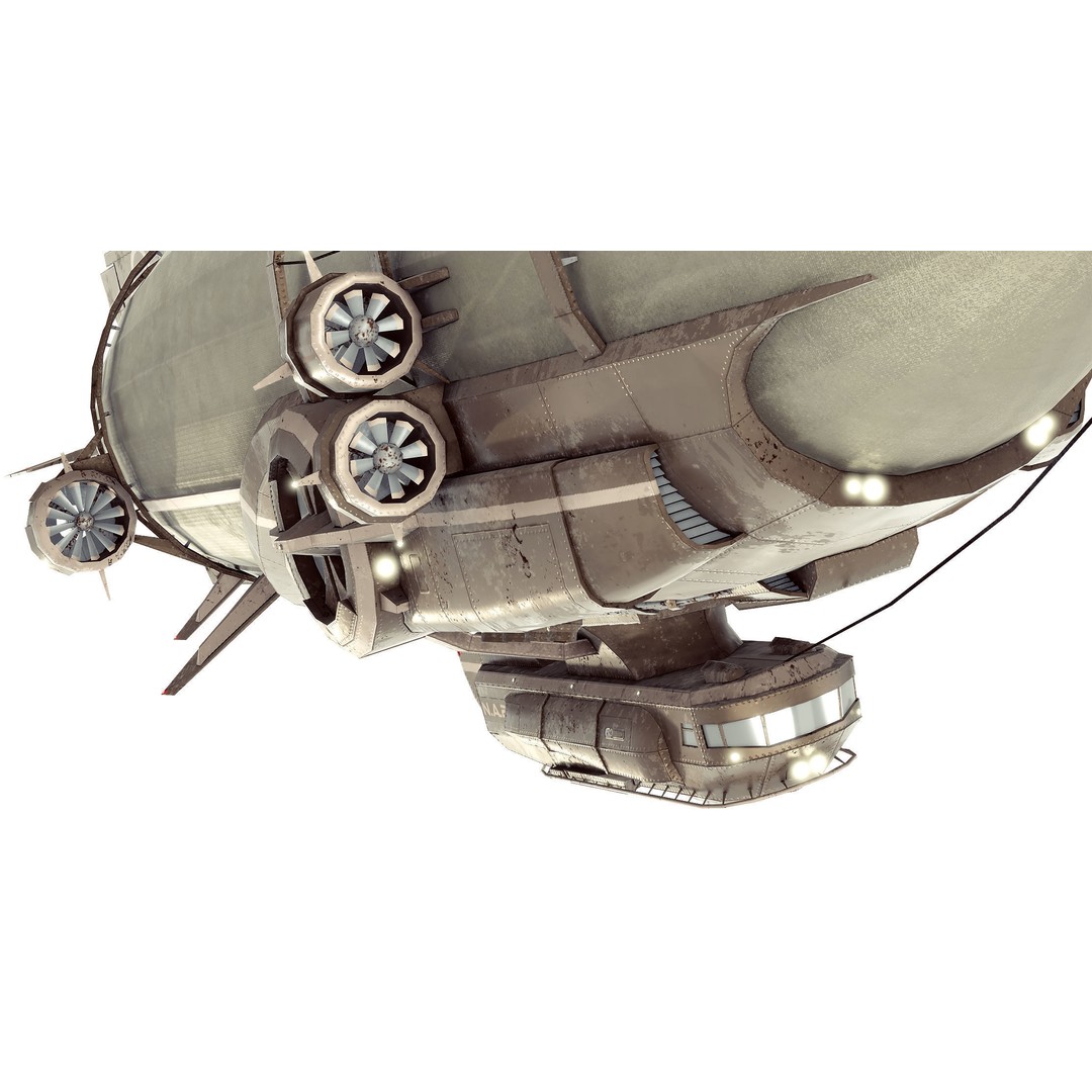 Steampunk Airship 3D Model – Low Poly Game Asset, FBX, Blender - View 5