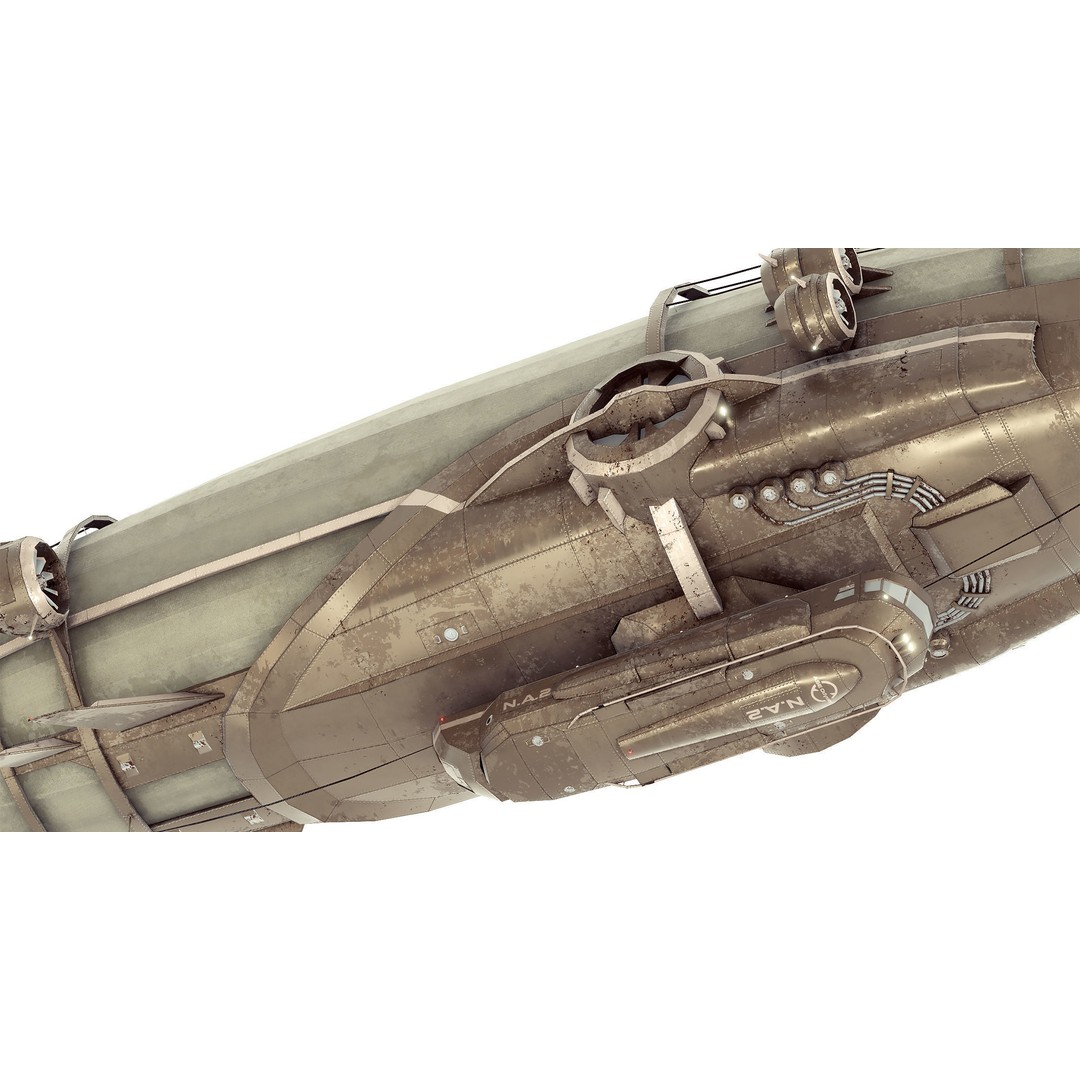 Steampunk Airship 3D Model – Low Poly Game Asset, FBX, Blender - View 7