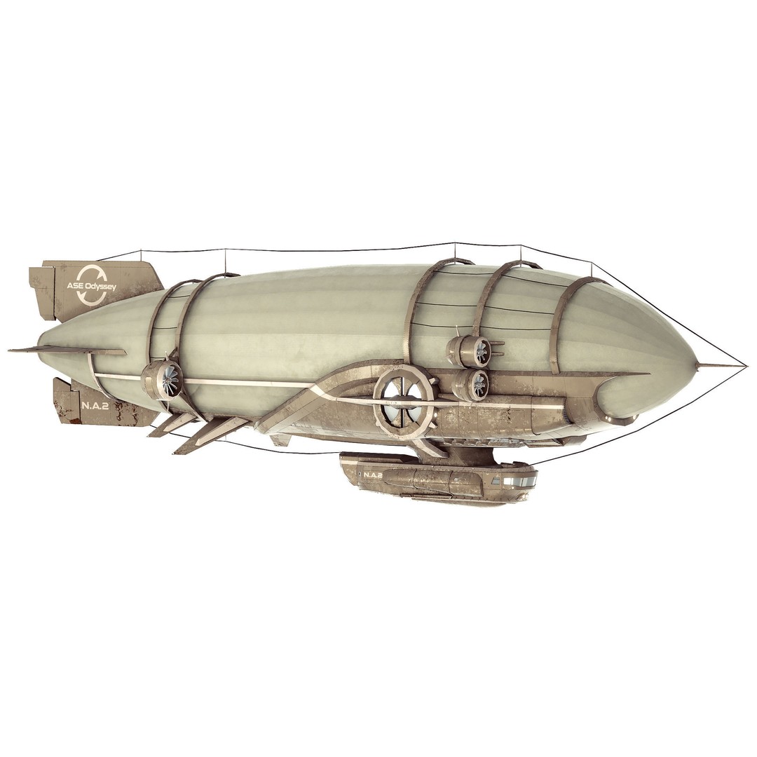 Steampunk Airship 3D Model – Low Poly Game Asset, FBX, Blender - View 8