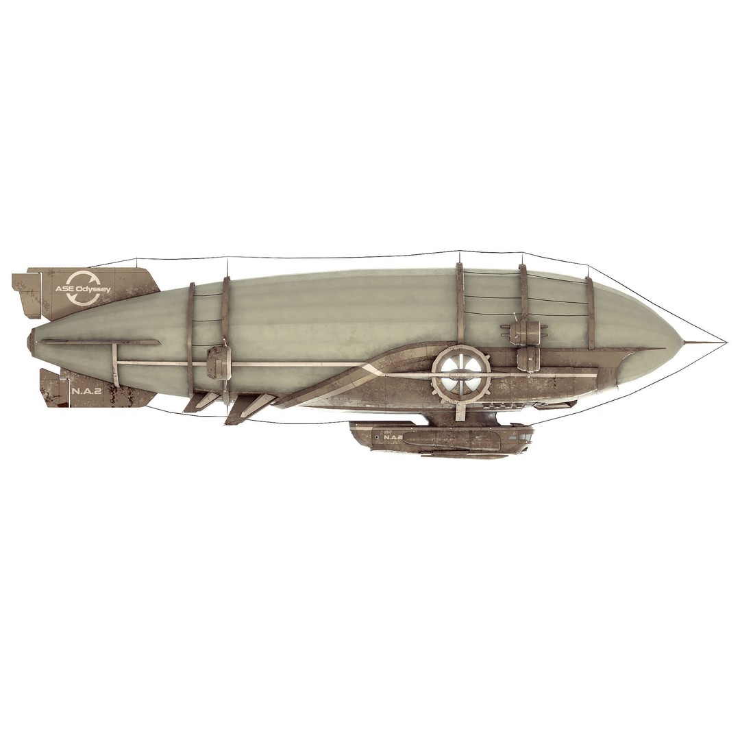 Steampunk Airship 3D Model – Low Poly Game Asset, FBX, Blender - View 9